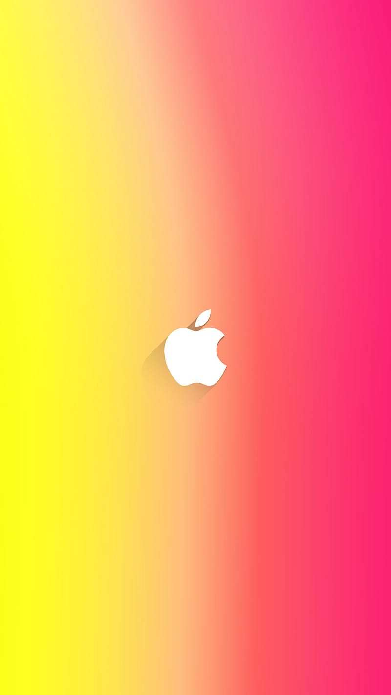 yellow pink, 5s, apple, flat, iphone, logo, minimalist, HD phone wallpaper