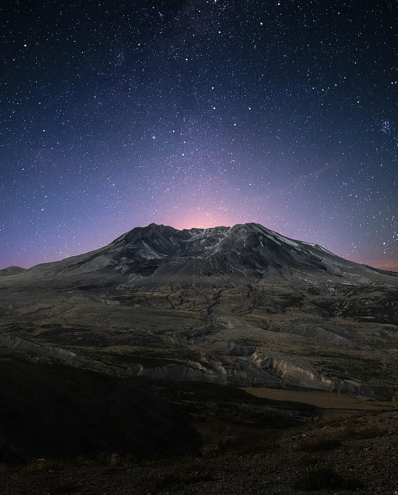 mountain, starry sky, stars, night, mountain landscape, HD phone wallpaper
