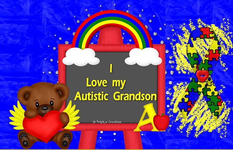 I Love My Autistic Grandson, autism awareness, colors, rainbow, autism, spectrum, awareness, grandson, love, heart, HD wallpaper