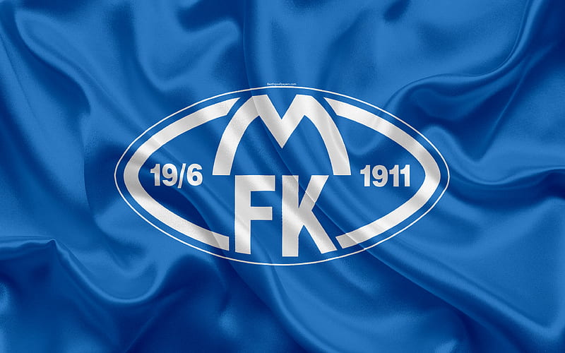 Molde FK Norwegian football club, emblem, Molde logo, Eliteserien, Norwegian Football Championships, football, Molde, Norway, silk flag, HD wallpaper