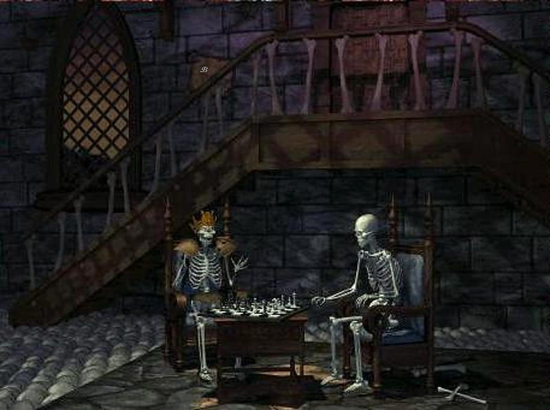 Neco Chess, game, basement, bones, skeletons, HD wallpaper
