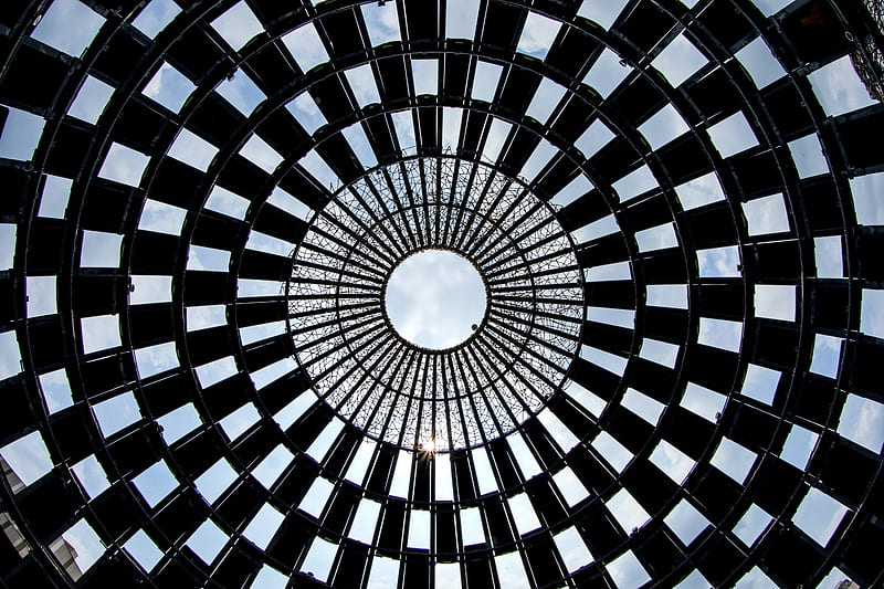 cupola, architecture, construction, glass, sky, HD wallpaper
