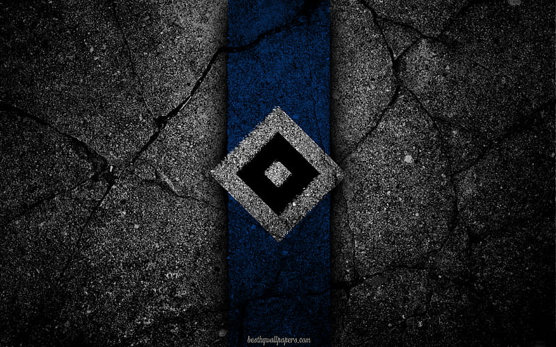 Hamburg, logo, art, Bundesliga, soccer, football club, FC Hamburg, asphalt texture, HD wallpaper