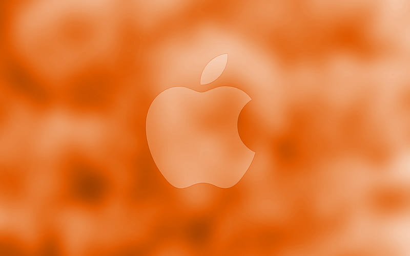 Apple logo, orange blurred background, Apple, minimal, Apple orange logo, artwork, HD wallpaper