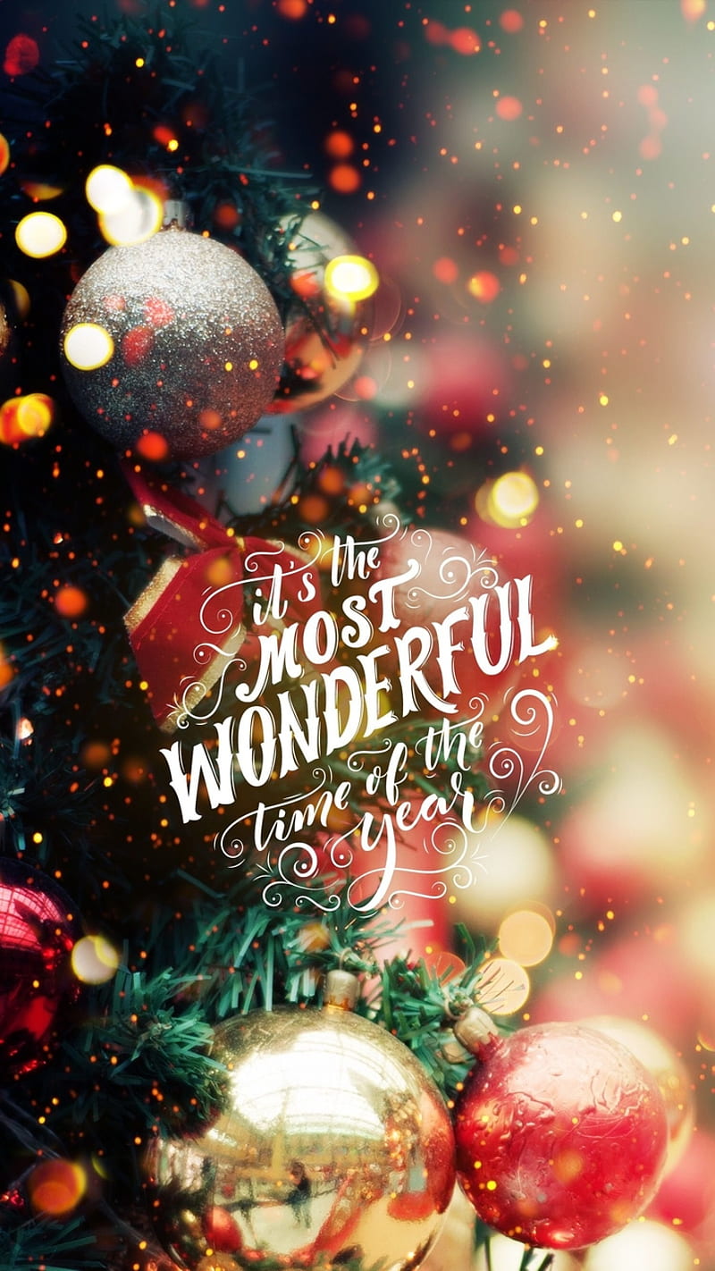 Wonderful Christmas, holiday, ornament, tree, festive, lights, HD phone wallpaper