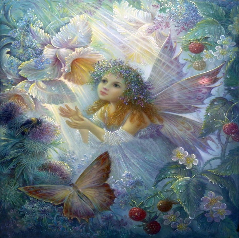 Angel art, live, colorful, lovely, angel, bonito, butterflies ...