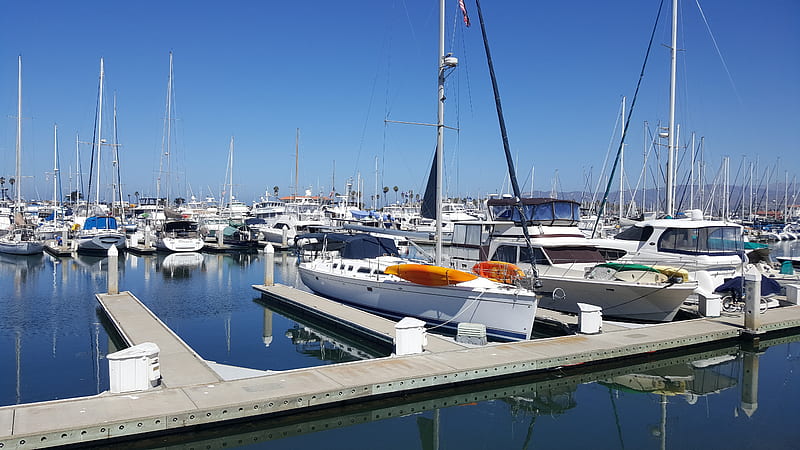 Ventura Harbor (California), Water, Sky, Harbor, California, Ventura, Boats, Blue, Reflections, HD wallpaper