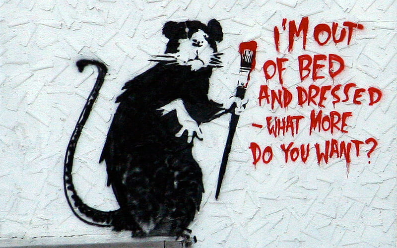 Banksy Im Out Of Bed, art, banksy, rat, graffiti, bed, HD wallpaper | Peakpx