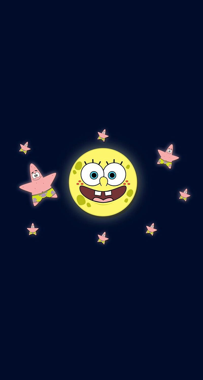 Spongebob, moon, sponge, stars, HD phone wallpaper