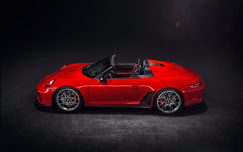 2018, Porsche 911 Speedster II Concept, top view, red convertible, sports coupe, tuning, German sports cars, Porsche, HD wallpaper