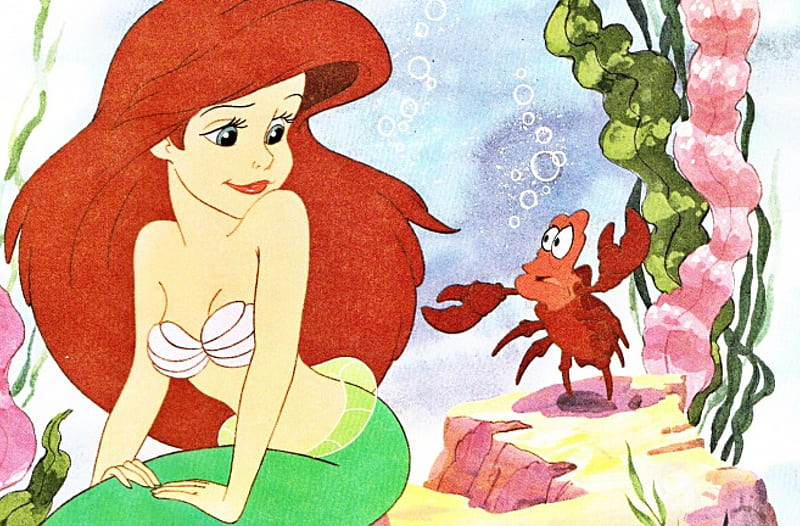 Ariel and Sebastien, Ariel, Disney, The Little Mermaid, Mermaid, Sebastien, HD wallpaper