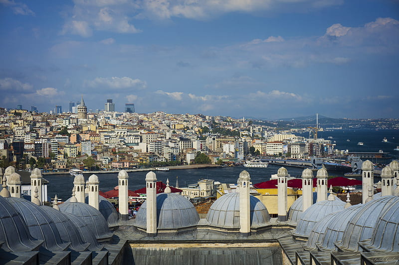 turkey istanbul, bosphorus, architecture, clouds, City, HD wallpaper