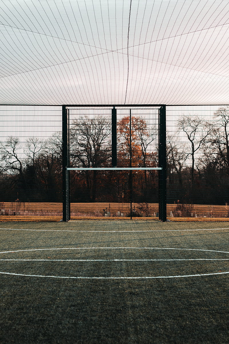 football pitch, football, playground, lawn, fencing, HD phone wallpaper