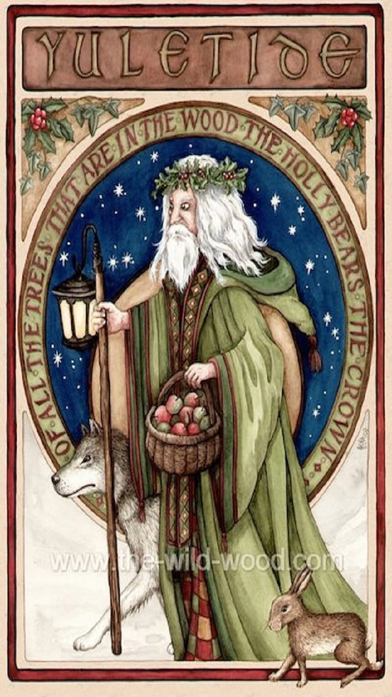 Celtic Tidings, druid, pagan, wiccan, yule, holiday, winter, christmas, fathertime, HD phone wallpaper