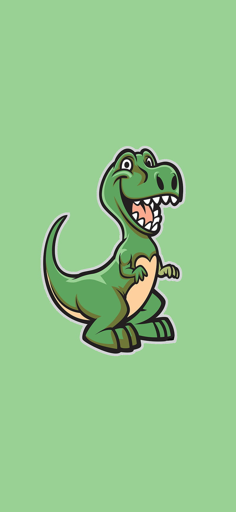happy dinosaur, black, cute, green, iphone, minimal, white, HD phone wallpaper