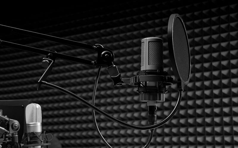 Microphone, sound recording studio, singing concept, bandstand, HD wallpaper