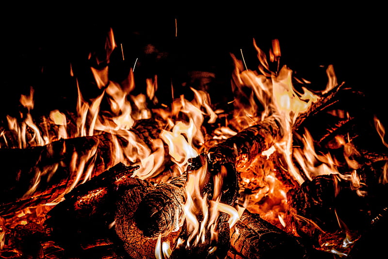 flames, fire, bonfire, wood, burning, Nature, HD wallpaper