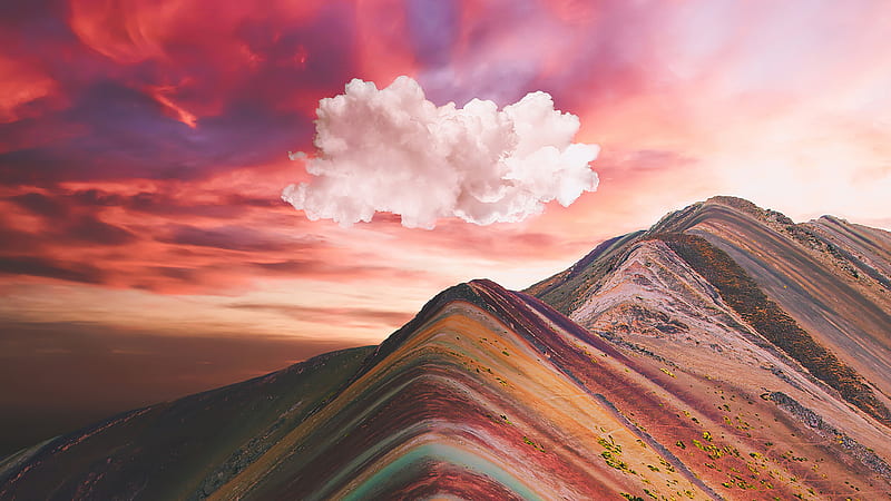 Clouds Over Vinicunca Rainbow Mountain , clouds, mountains, nature, HD wallpaper
