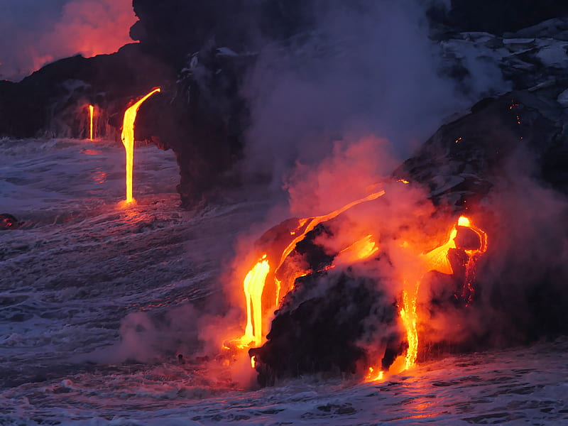 lava flowing on land, HD wallpaper