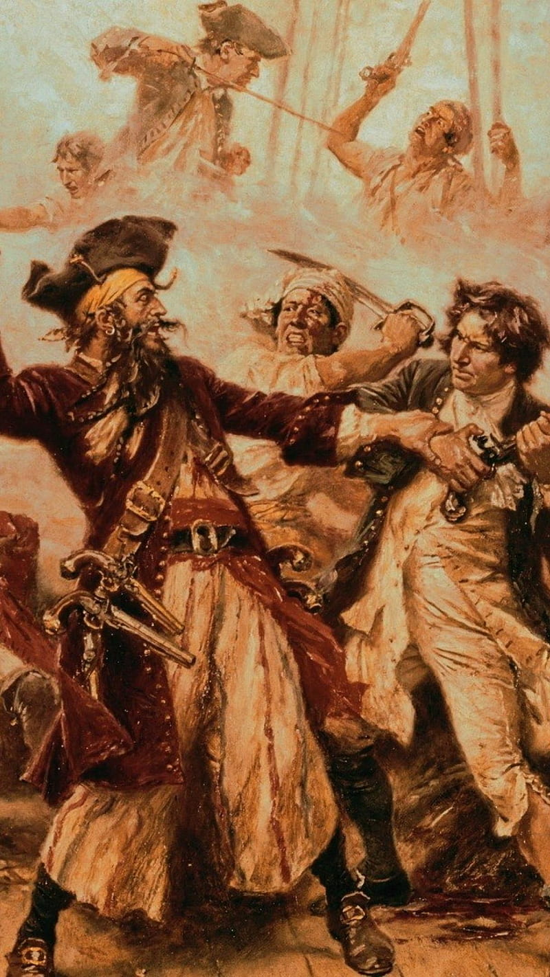 Blackbeard, pirates, sword, HD phone wallpaper