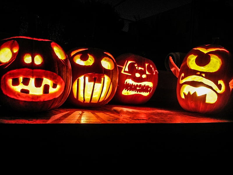 Halloween Buddies, faces, fall, seasonal, lights, pumpkins, HD ...