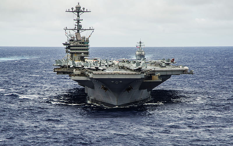 American nuclear carrier, USS George Washington, CVN-73, aircraft carrier, US Navy, ocean, Nimitz, warships, HD wallpaper