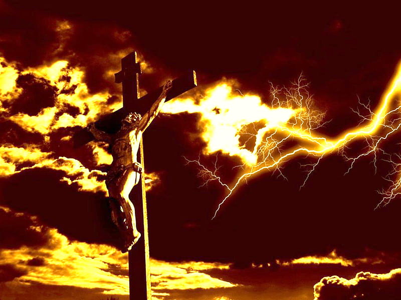 jesus crucifixion 120 . jpg, jesus, cross, lightening, liveing, HD wallpaper