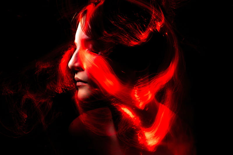 Woman With Red Hair in Dark Room, HD wallpaper