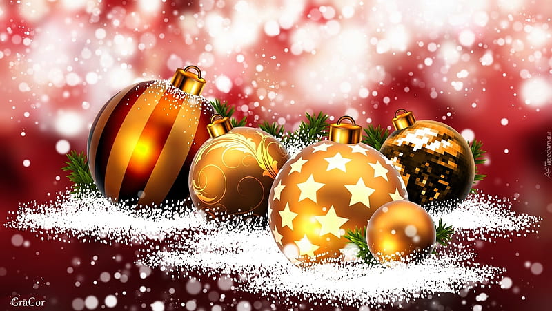 Merry Christmas, stars, baubles, snow, HD wallpaper | Peakpx