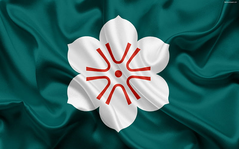 Flag of Saga Prefecture, Japan silk flag, Saga, emblem, symbols of Japanese prefectures, HD wallpaper