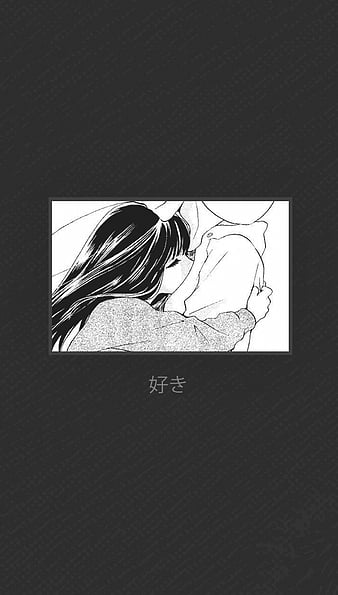 Wallpaper mood, tenderness, kiss, minimalism, anime, sketch, art, pair for  mobile and desktop, section прочее, resolution 1920x1080 - download