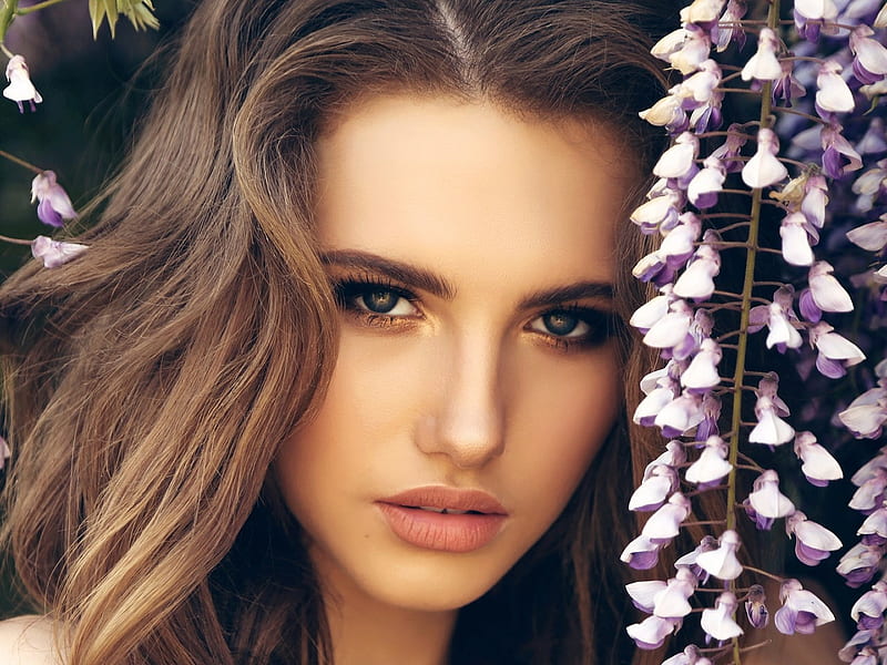 Beauty, female, models, woman, faces, flowers, HD wallpaper | Peakpx