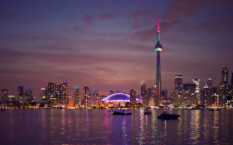 Night Lights of Toronto, Canada, Toronto, Canada, Cityscape, CN Tower, HD  wallpaper | Peakpx