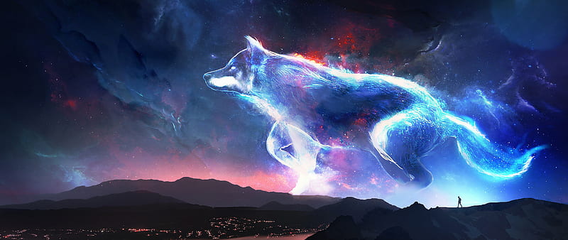 Wolf Fantasy Art, Dual Monitor Wolf, HD wallpaper | Peakpx