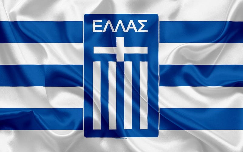 Greece national football team, emblem, logo, football federation, flag, Europe, flag of Greece, football, World Cup, HD wallpaper