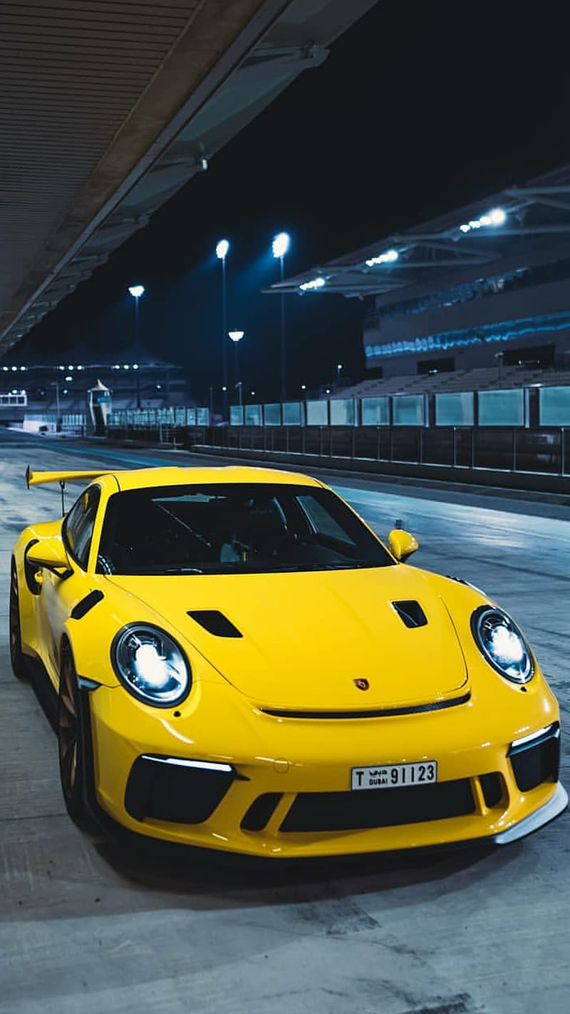 New GT2RS, porsche, yellow, car, supercar, sports, america, carbon, night, HD phone wallpaper