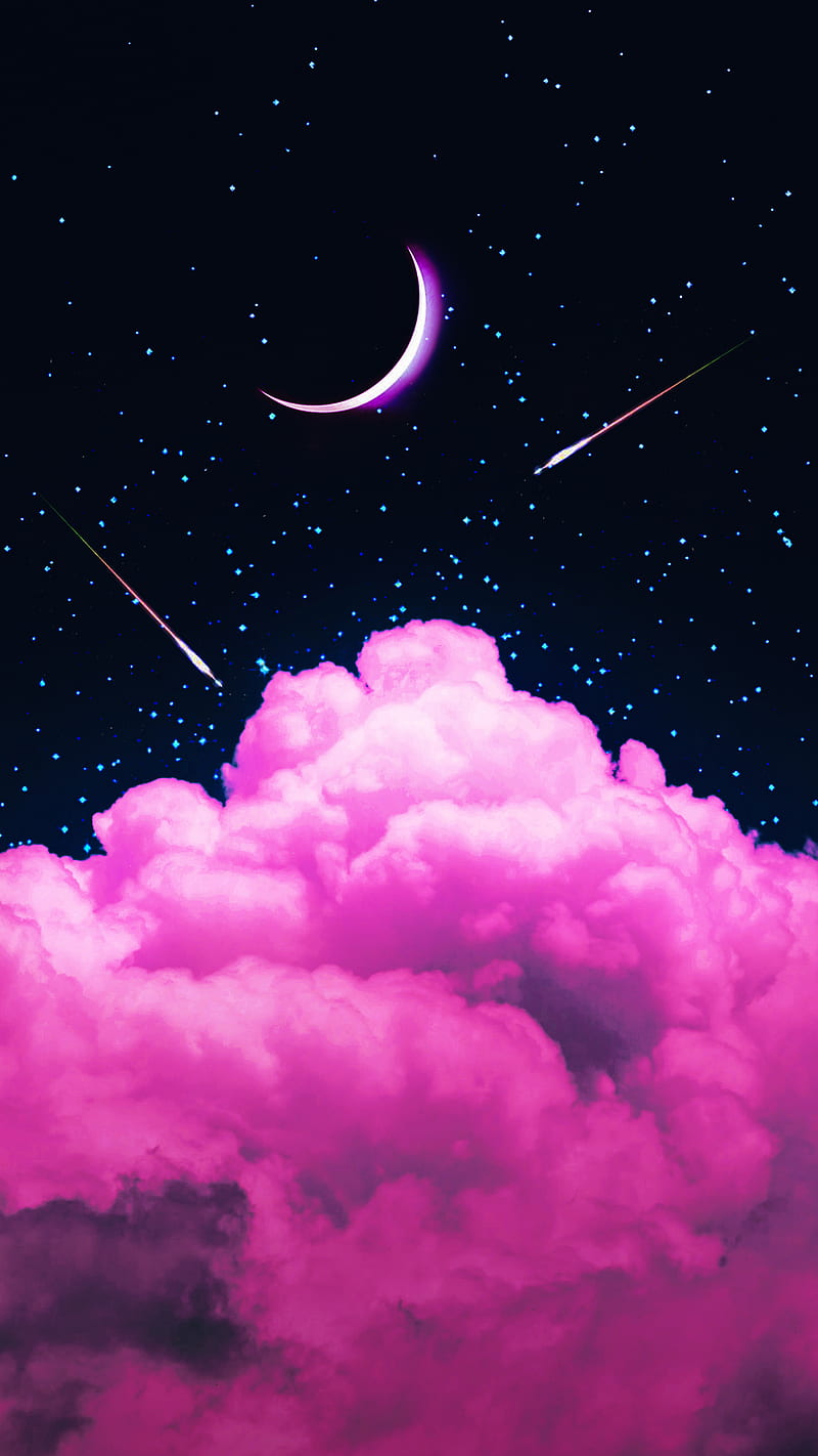 MOON, SHERIF, cloud, clouds, light, macenta, nice, night, space, star ...