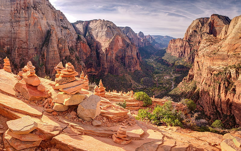 Canyon in Utah, canyon, National park, America, Utah, rocks, Zion, HD wallpaper