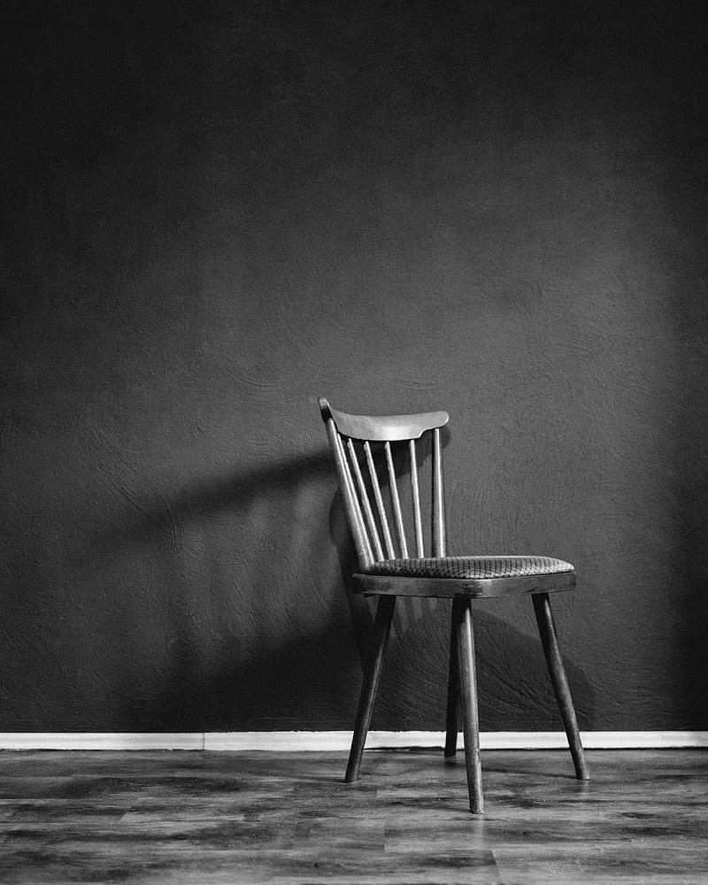 grayscale of wooden chair, HD phone wallpaper