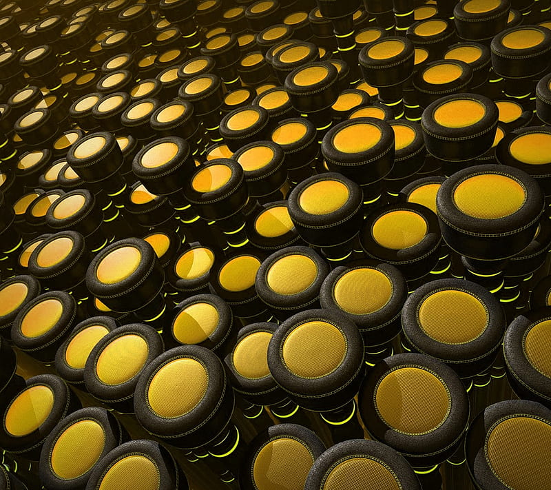 Dots, 3d, black, circle, dot, yellow, HD wallpaper