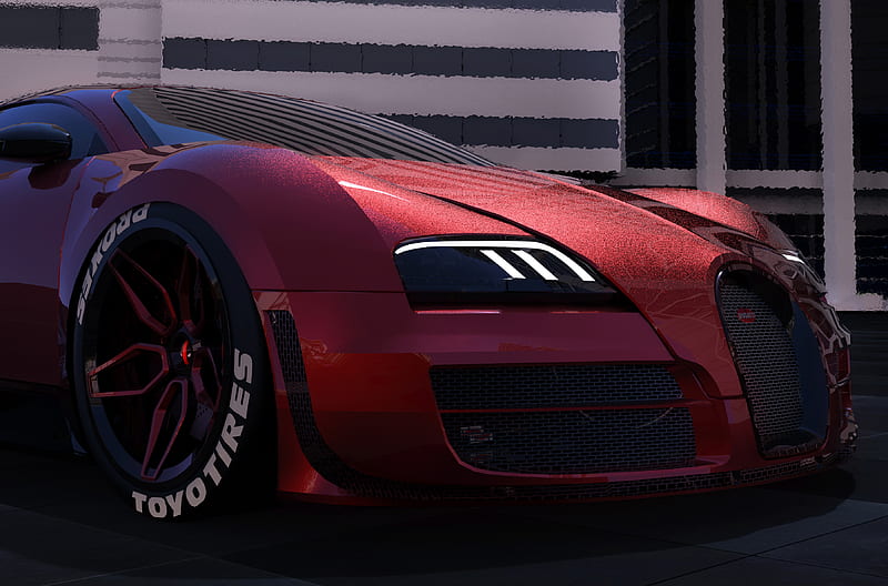 Deadpool Inspired Bugatti, bugatti-veyron, carros, deadpool, HD wallpaper
