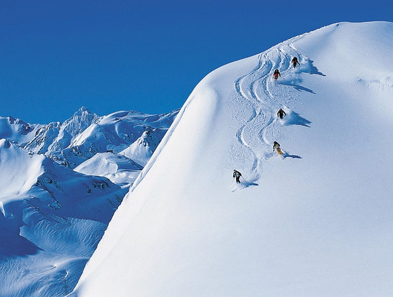 The slopes, sport, slopes, snow, skiing, winter, HD wallpaper