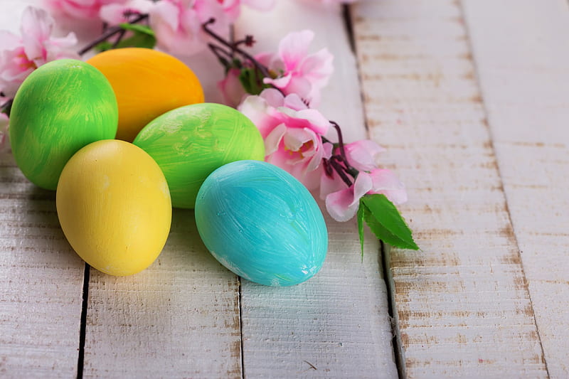 Easter, colorful, easter eggs, eggs, flowers, colors, happy easter, HD ...