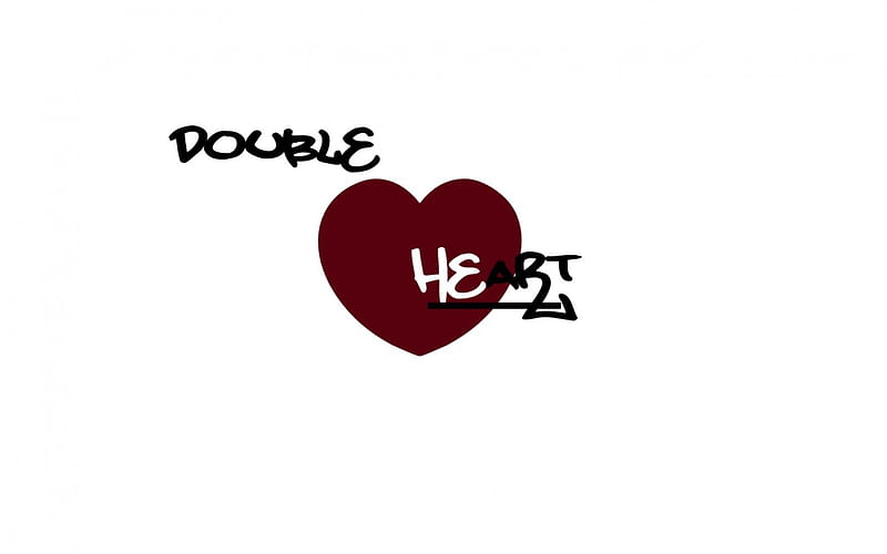 Double Heart, double, text, heart, black, read, love plain, white, abstract, HD wallpaper