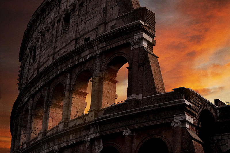 of Colosseum during golden hour, HD wallpaper
