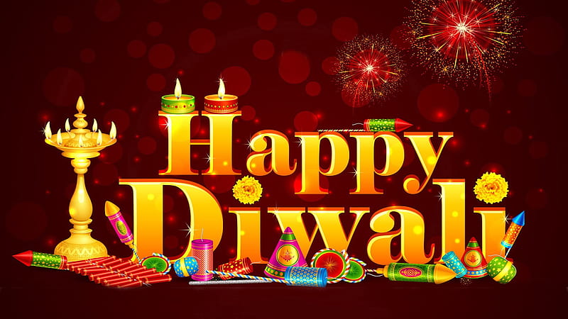 Happy Diwali Crackers In Red Background Diwali, HD wallpaper
