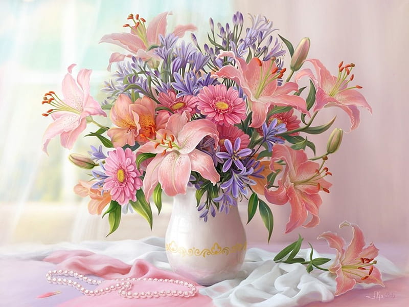 Still Life, vase, flowers, grapghy, soft, HD wallpaper