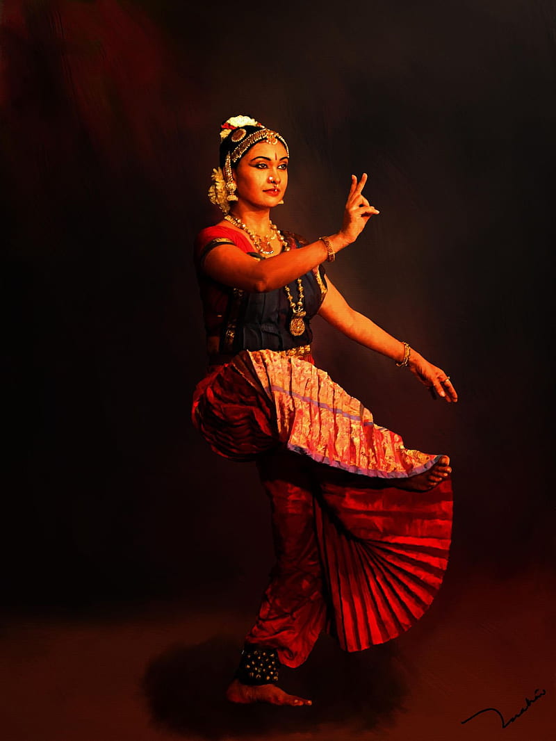 Classical Dance, india, painting, HD phone wallpaper