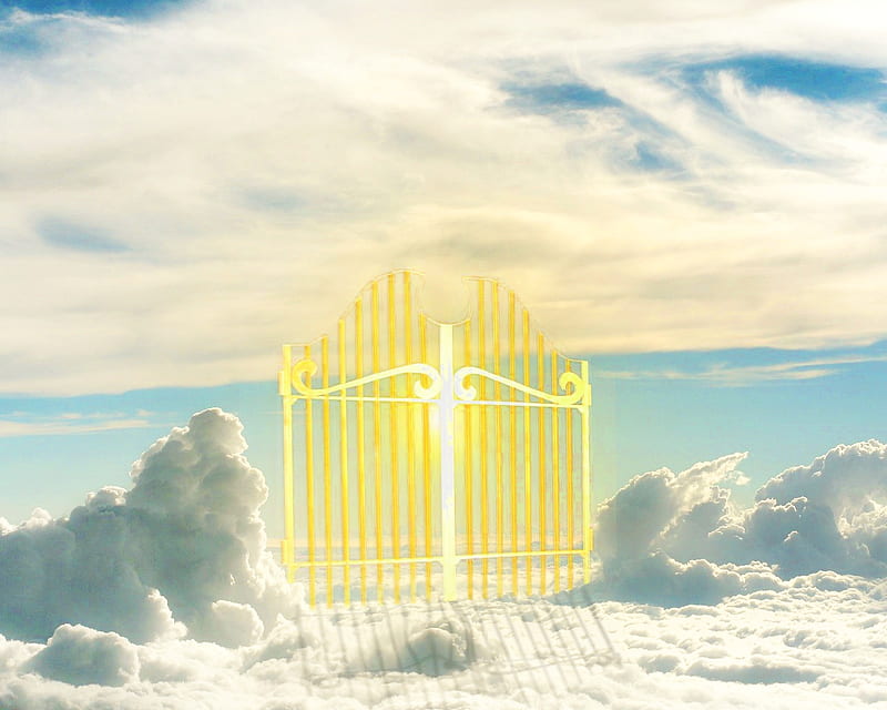 The Gate To Heaven, sun, welcome, amen, gimp, christ, goodbye, see you  soon, HD wallpaper | Peakpx