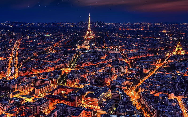 night Paris, city panorama, lights of Paris, night, evening, Eiffel Tower, streets, Paris, France, HD wallpaper